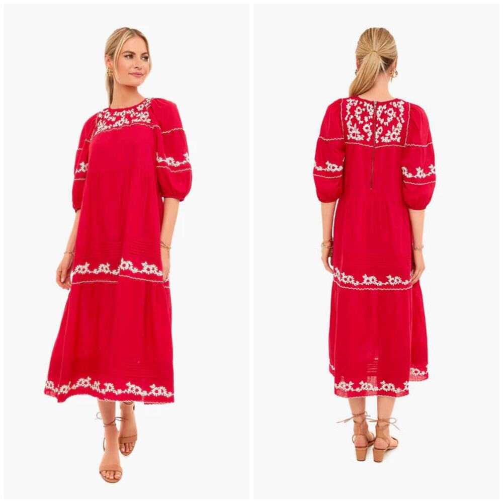 The Great Cotton Midi Dress Red
